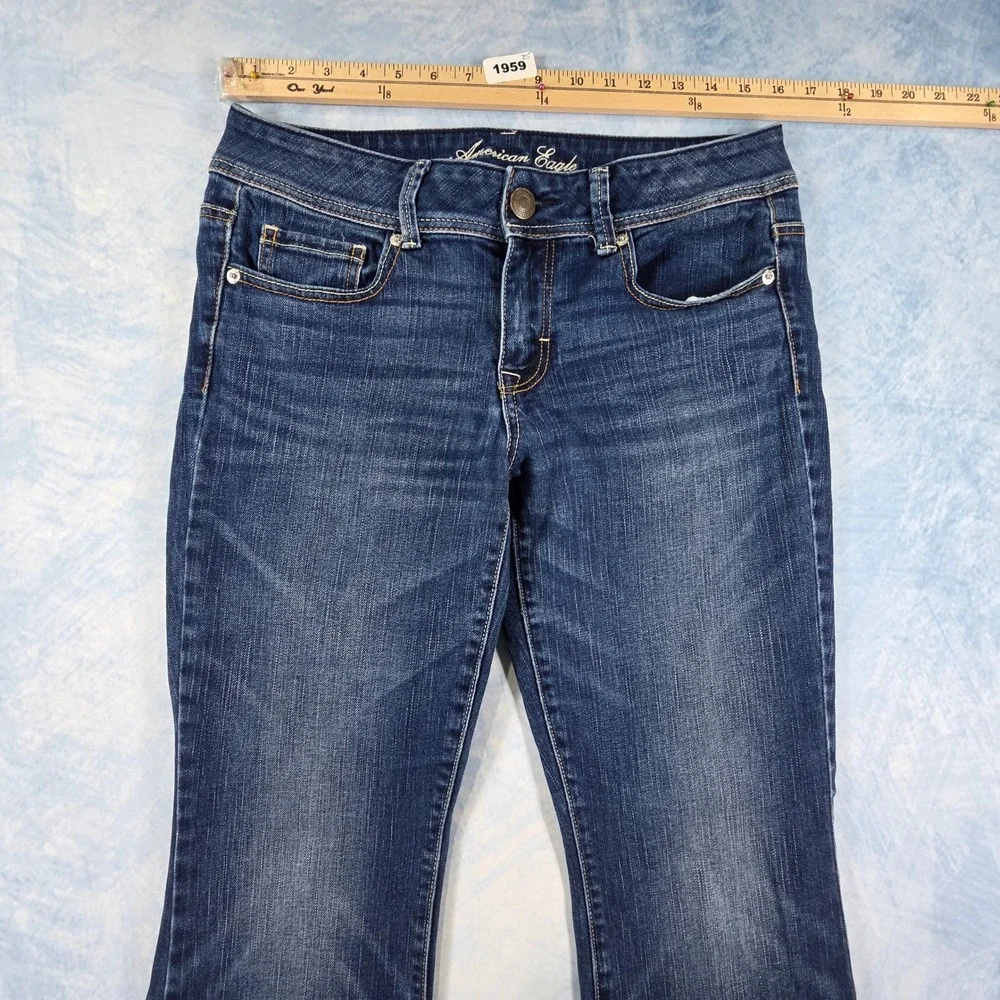 American Eagle Original Boot Jeans Womens 8 Dark Wash Stretch Denim Blue Bootcut